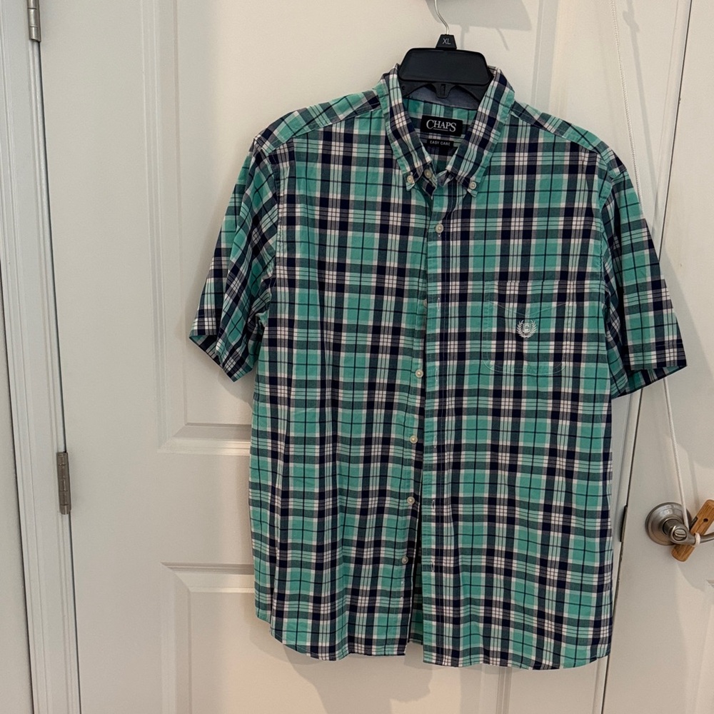 Chaps Blue and Green Plaid Casual Shirt